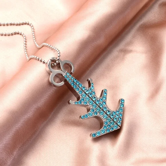 Blue Anchored Charm and Necklace - Picture 1 of 5